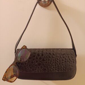 VINTAGE 90s Small Black Purse + Retro Leopard Sunglasses